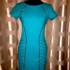 Bebe turquoise bodycon studded dress size Large